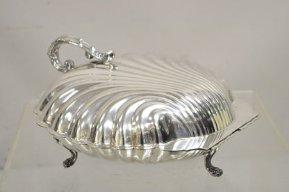 Vintage Regency Style Silver Plated Clam Shell Hinged Warmer Serving Platter