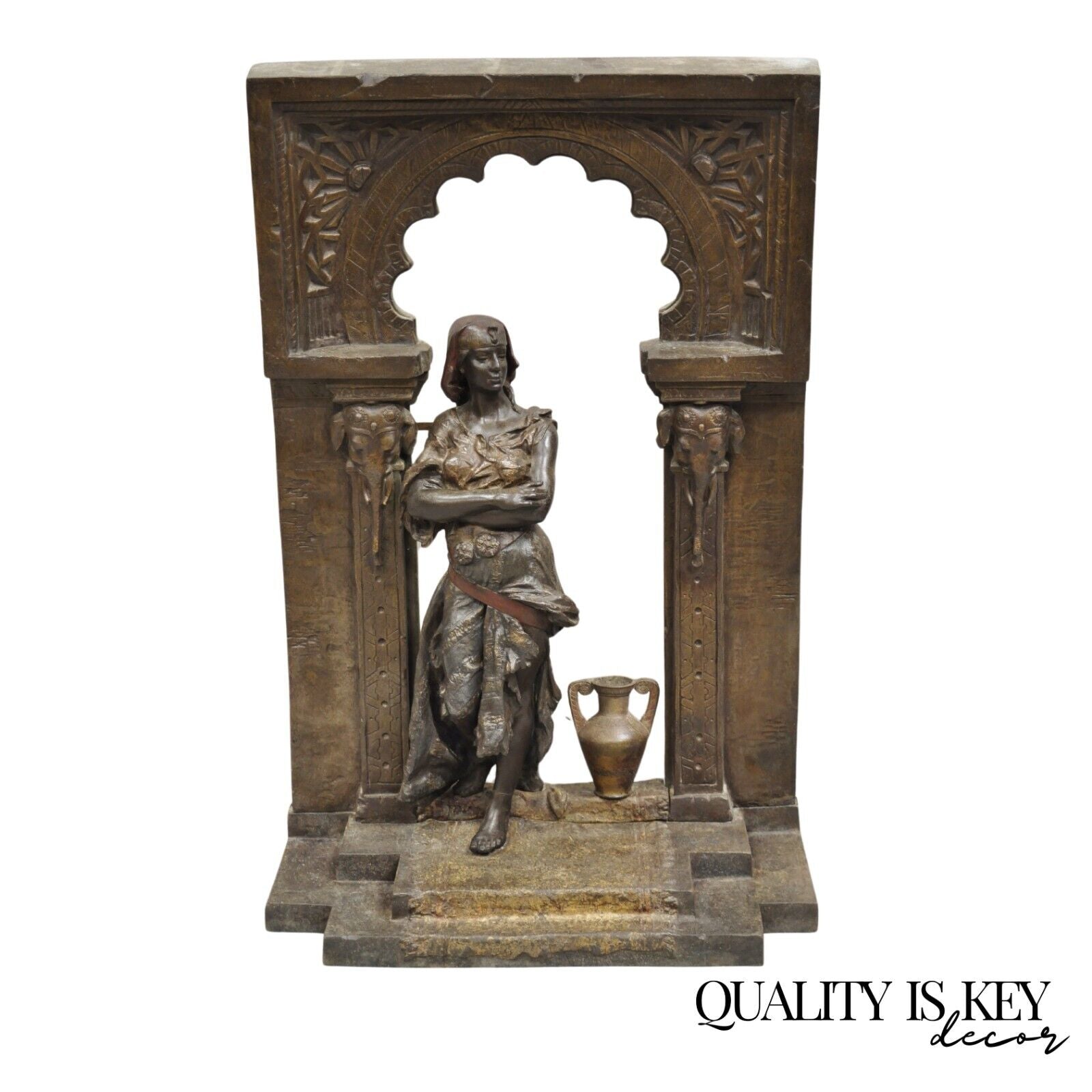French Renaissance "Rebecca at the Wall" Spelter Metal Large Statue Sculpture