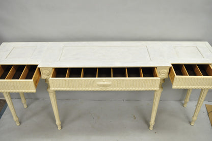 Vintage Maslow Freen English Adam Style White 3 Drawer Sideboard Console Table