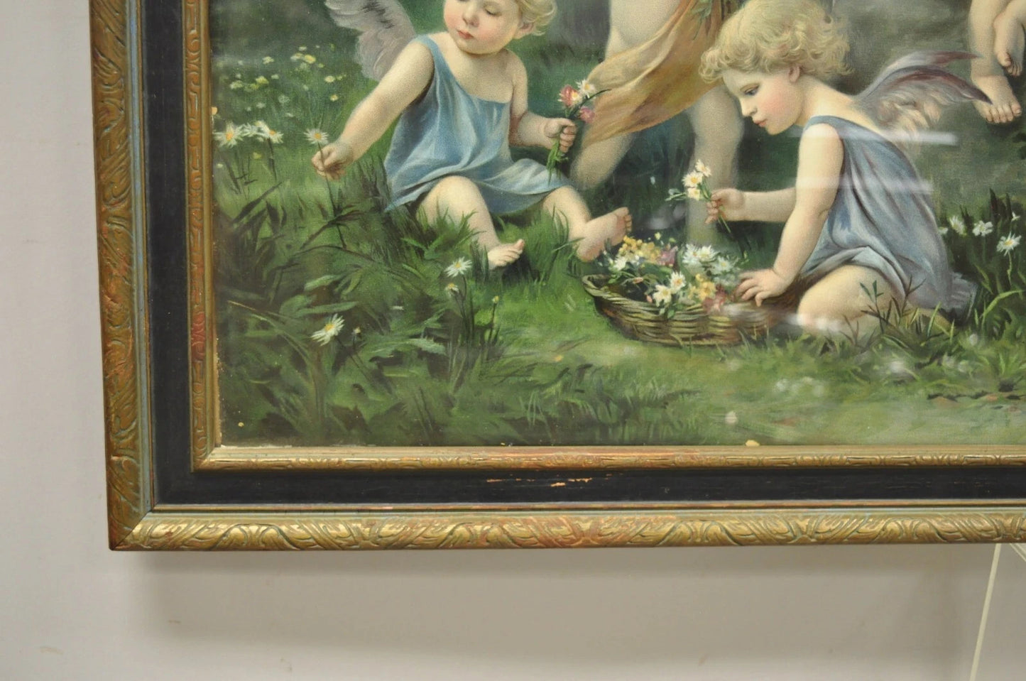 Vintage Mataloni Giovanni Large Art Print of Mary Jesus Lamb Angels
