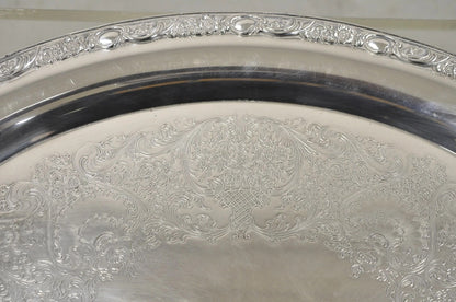 Antique Victorian Rose WM Rogers & Son Oval Silver Plated Serving Platter Tray
