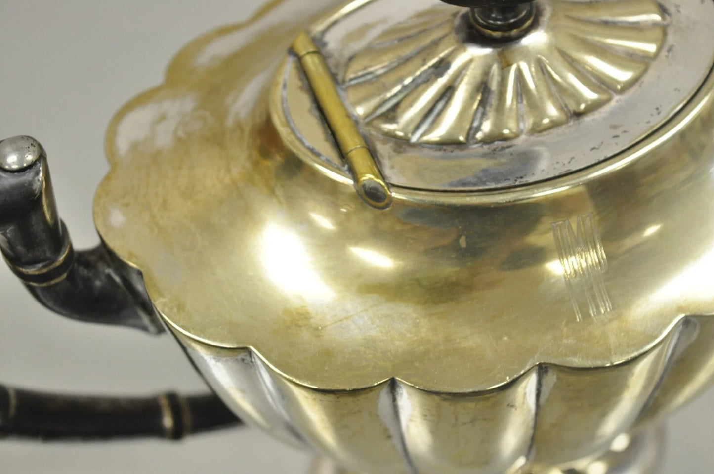 Antique Victorian L.B.S. Co England Silver Plated "PMP" Monogram Tea Pot