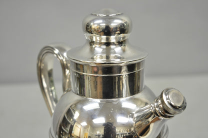 Vintage Art Deco English Silver Mg Silver Plated Martini Cocktail Shaker Pitcher