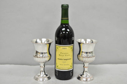 Vintage English Georgian Style Silver Plated Wine Goblet Cup Barware - a Pair