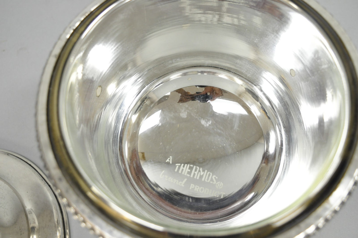 Vintage Art Deco Modern Silver Plated Lidded Bar Ice Bucket w/ "MMM" Monogram