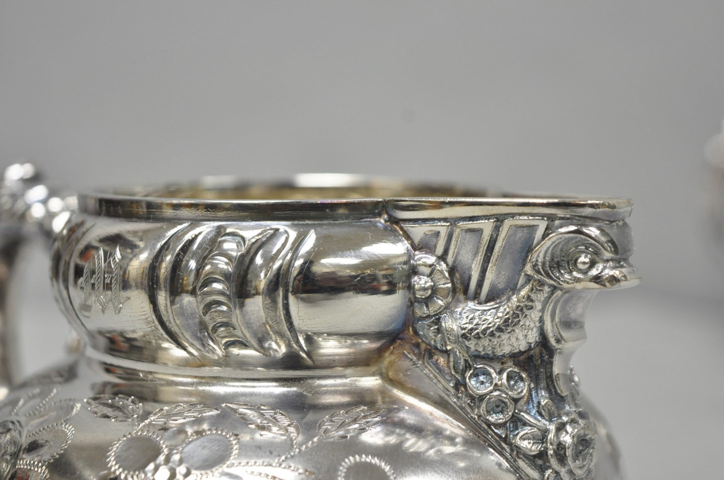Antique Meriden B Co French Renaissance Silver Plated Figural Tea Set - 7 Pcs