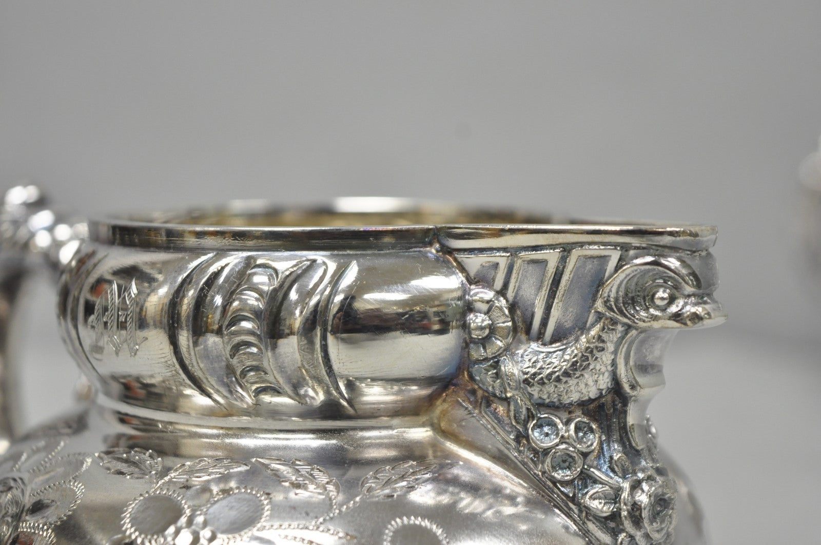 Antique Meriden B Co French Renaissance Silver Plated Figural Tea Set - 7 Pcs