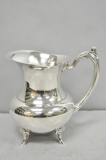 Vintage Oneida Victorian Silver Plated Ice Lip Footed Lemonade Water Pitcher