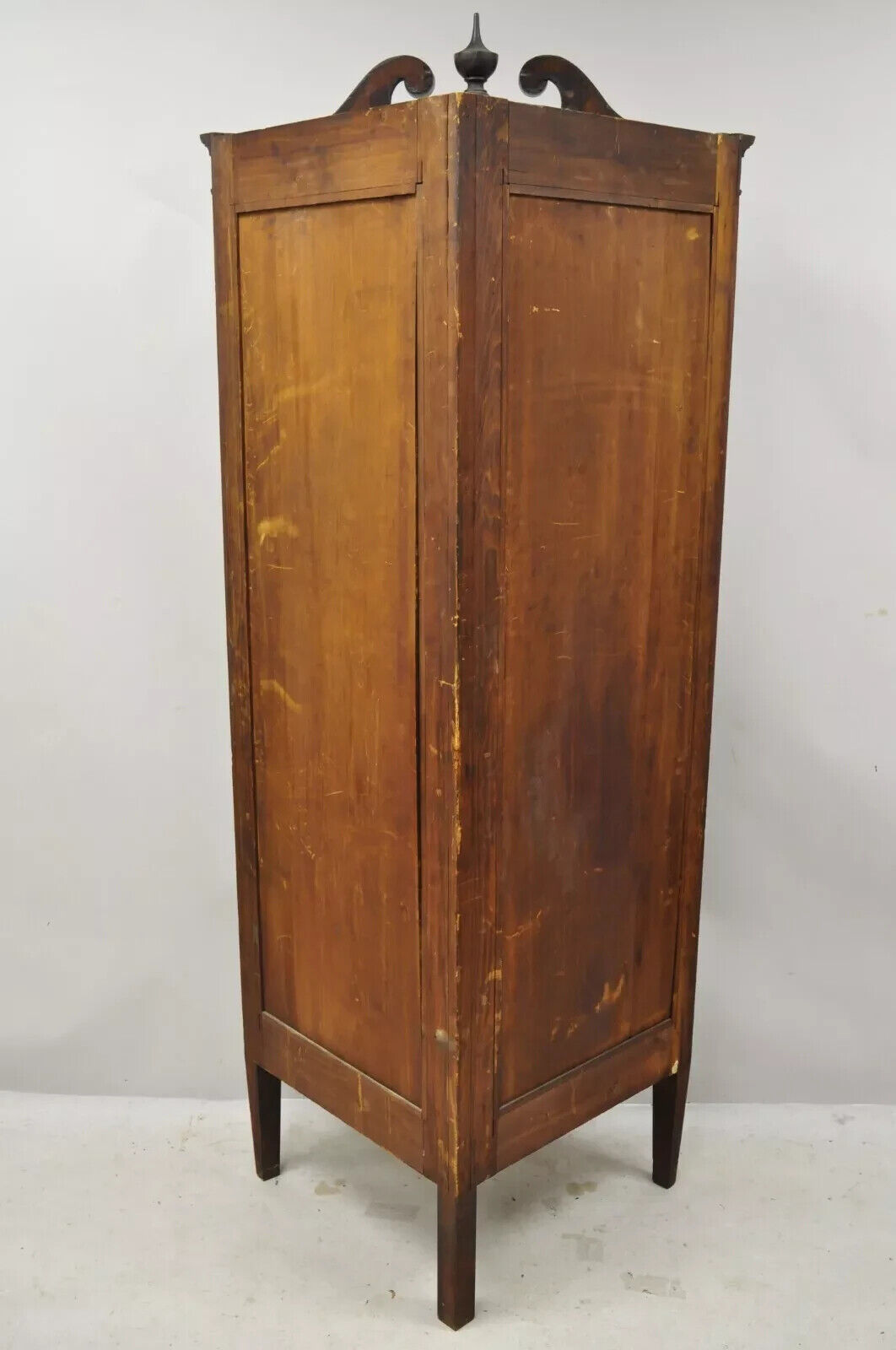 Antique English Georgian Style Mahogany Corner China Cabinet Display Case Curio