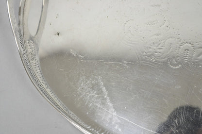 Antique English Sheffield Edwardian Silver Plated Oval Serving Platter Tray