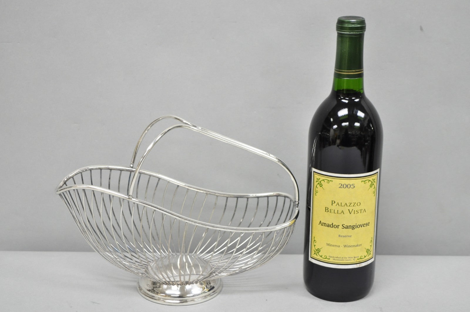 Vintage Mid Century El De Uberti Italy Silver Plated Wire Wine Bottle Holder