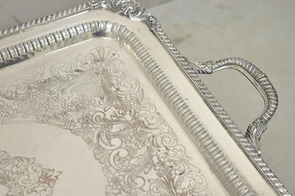 Antique English Victorian Rectangular Silver Plated Platter Bar Tray on Paw Feet