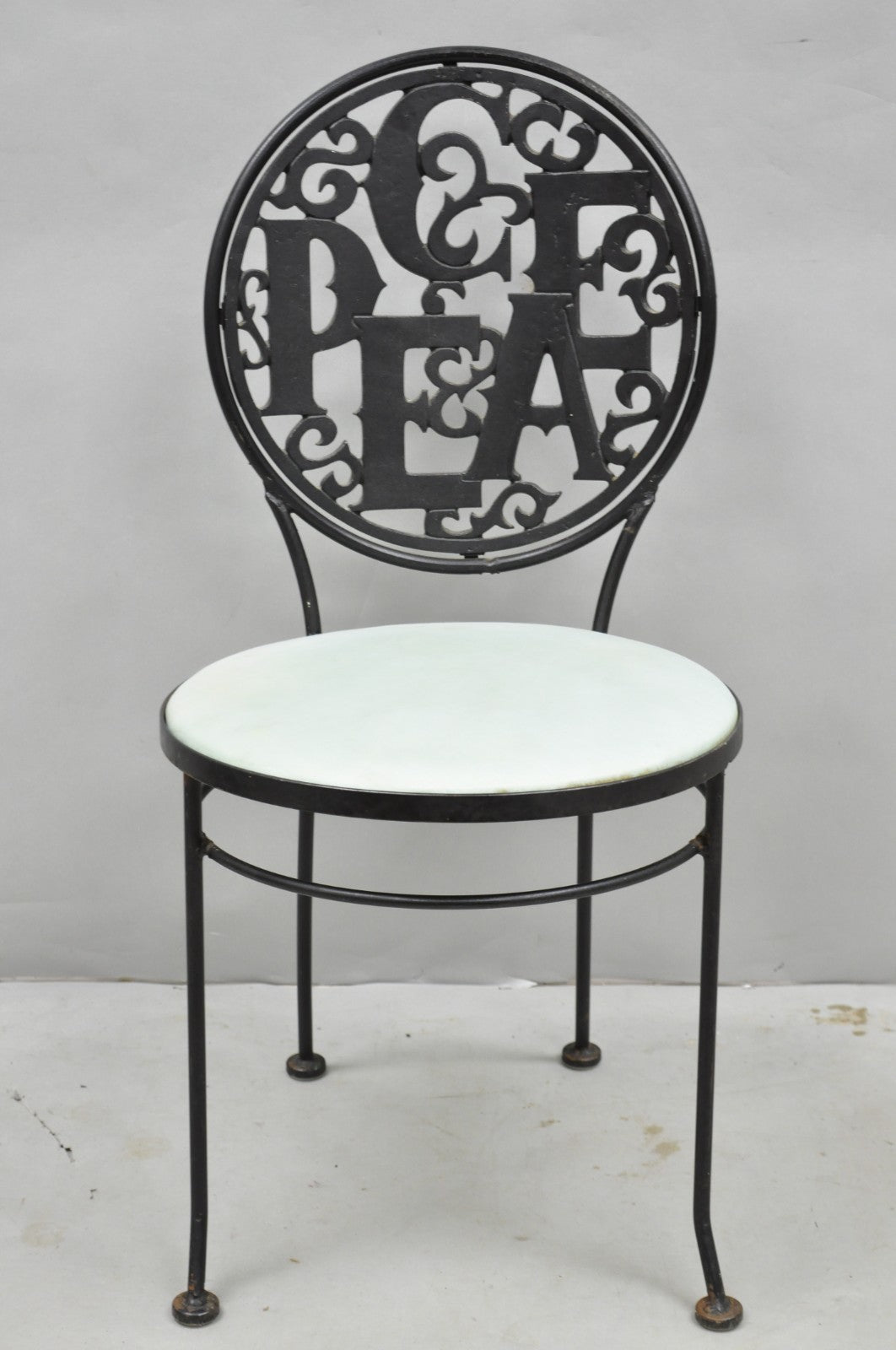 Arthur Umanoff for Shaver Howard "Peace & Love" Wrought Iron Bistro Side Chair