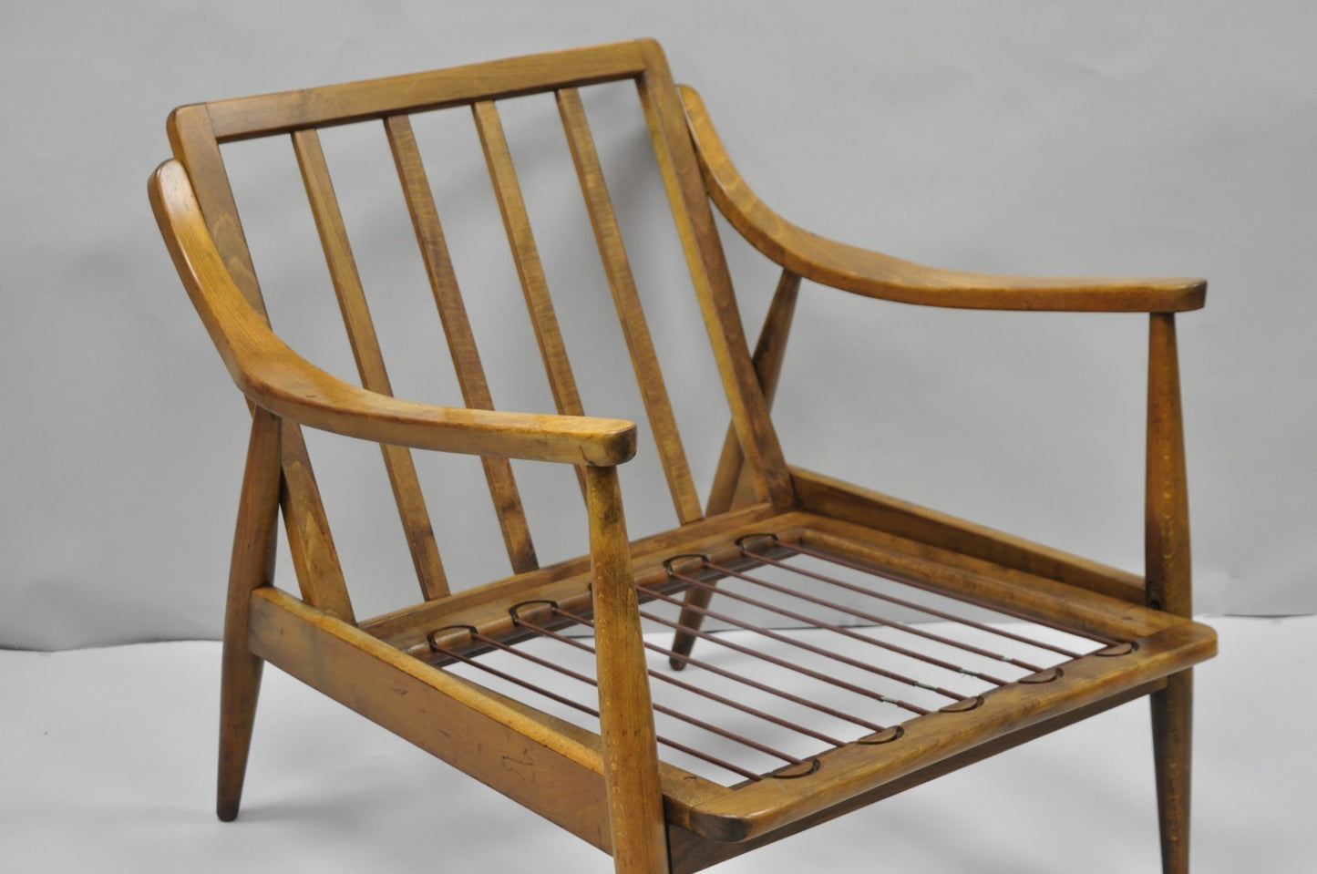 Vintage Mid Century Modern Danish Style Sculptural Walnut Lounge Arm Chair