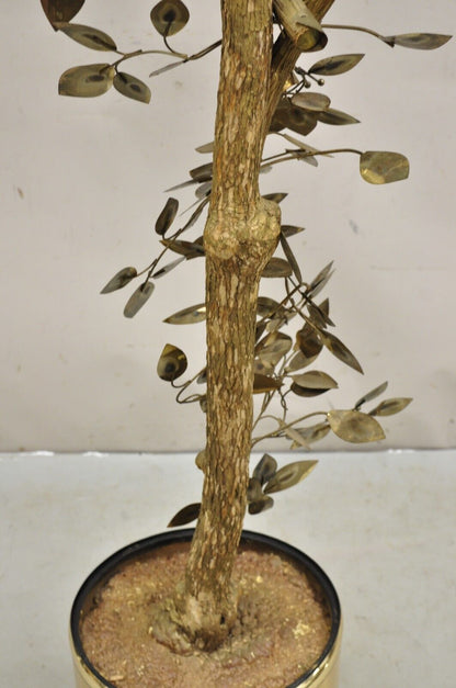 Vintage Mid Century Modern Curtis Jere Style Brutalist Brass Tree Sculpture