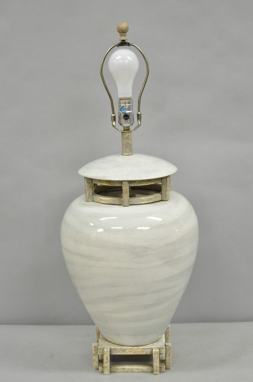 Vintage Contemporary Architectural Ginger Jar Ceramic Porcelain Table Lamp