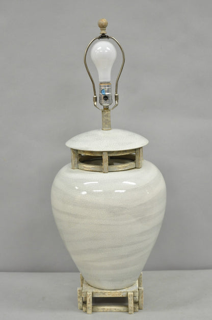 Vintage Contemporary Architectural Ginger Jar Ceramic Porcelain Table Lamp