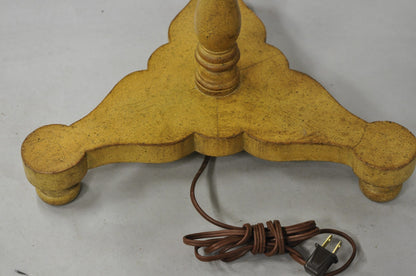 Vintage French Country Carved Wood Candlestick Tea Table Pedestal Floor Lamp