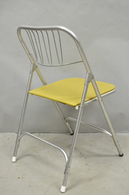 Vintage Mid Century Modern Aluminum Folding Dining Chairs by Airlite - Set of 4