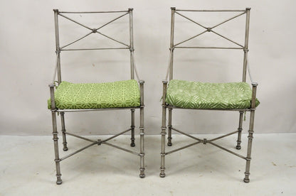 Pier 1 Medici Pewter Wrought Iron Dining Side Chairs - a Pair