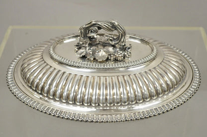 Antique Elkington Co English Regency Silver Plated Covered Serving Dish Platter
