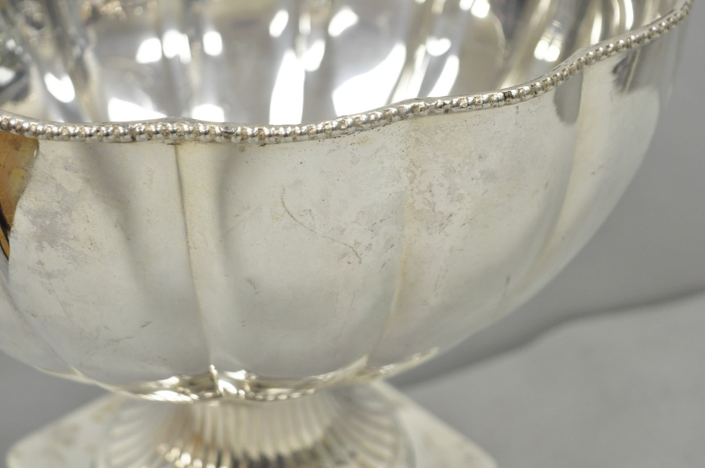 Regency Style Silver Plated Scalloped Pedestal Punch Bowl Champagne Ice Bucket