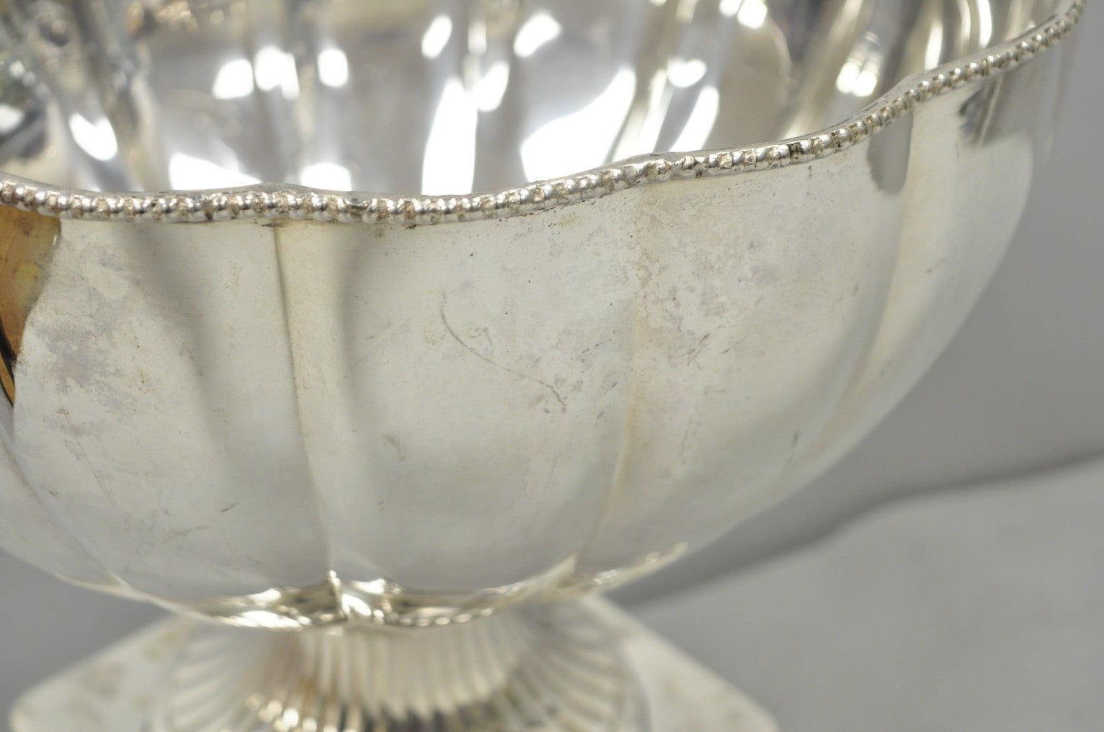 Regency Style Silver Plated Scalloped Pedestal Punch Bowl Champagne Ice Bucket
