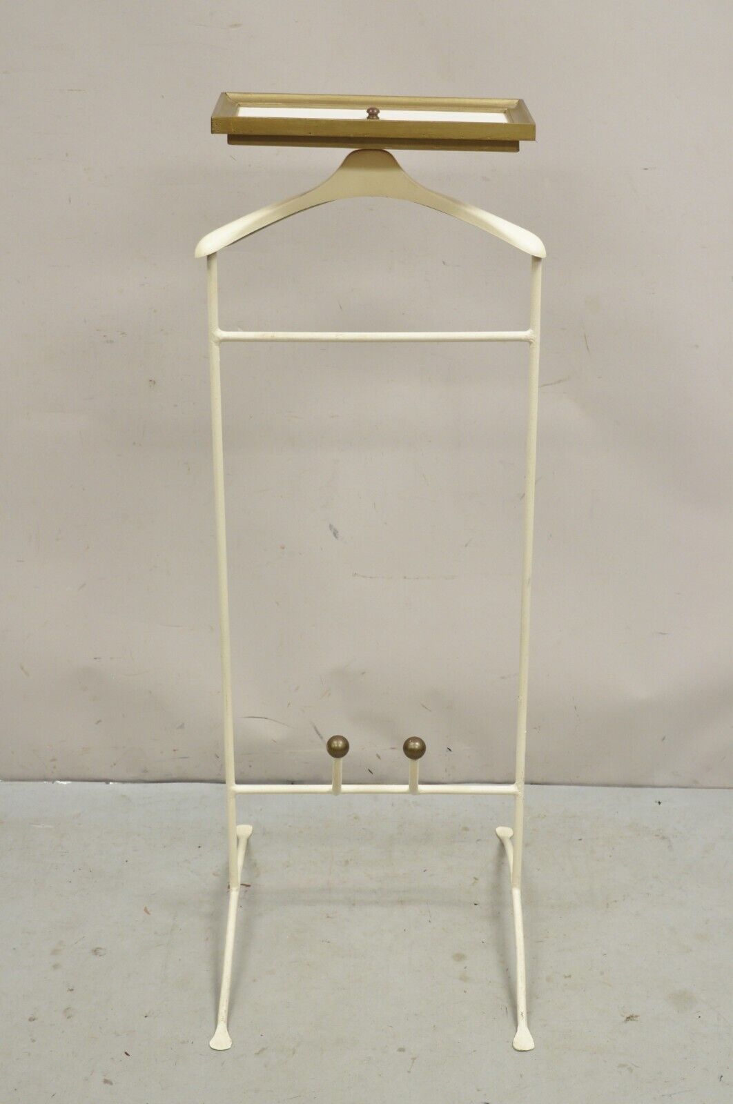 Vintage Mid Century Italian Modern Wrought Iron & Brass Clothing Valet