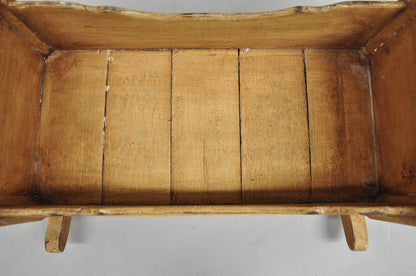 Antique Colonial Figural Painted "1820" Wooden Baby Doll Cradle
