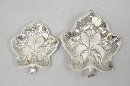 Vintage Canterbury Silver Plated Miniature Leaf Shaped Trinkets Dish Set of 2