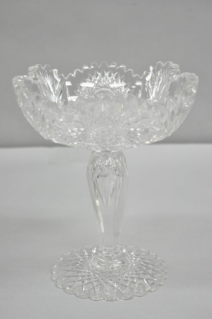 Antique Brilliant Cut Crystal Glass Candy Compote Pedestal Nut Dish - a Pair