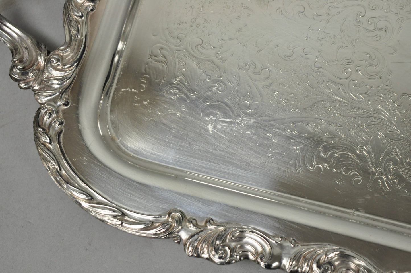 Vintage FB Rogers 1338 Victorian Silver Plated Narrow Serving Platter Bar Tray