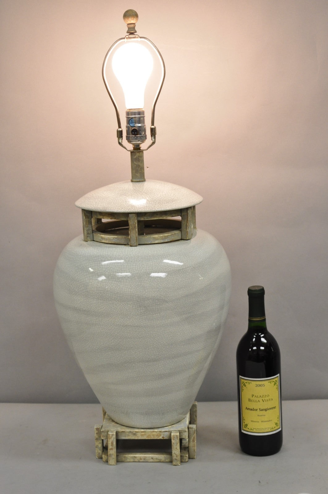 Vintage Contemporary Architectural Ginger Jar Ceramic Porcelain Table Lamp
