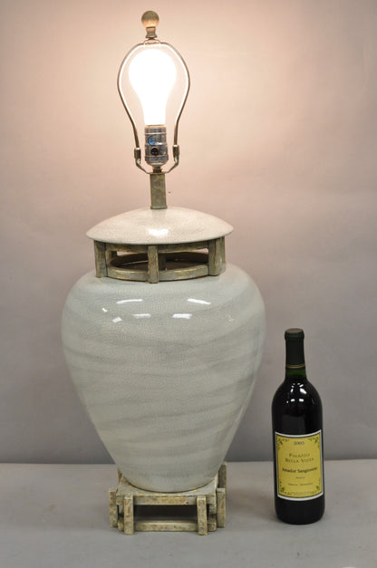 Vintage Contemporary Architectural Ginger Jar Ceramic Porcelain Table Lamp