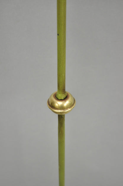 Antique Spanish Renaissance Gothic Green Iron & Brass Tripod Pole Floor Lamp