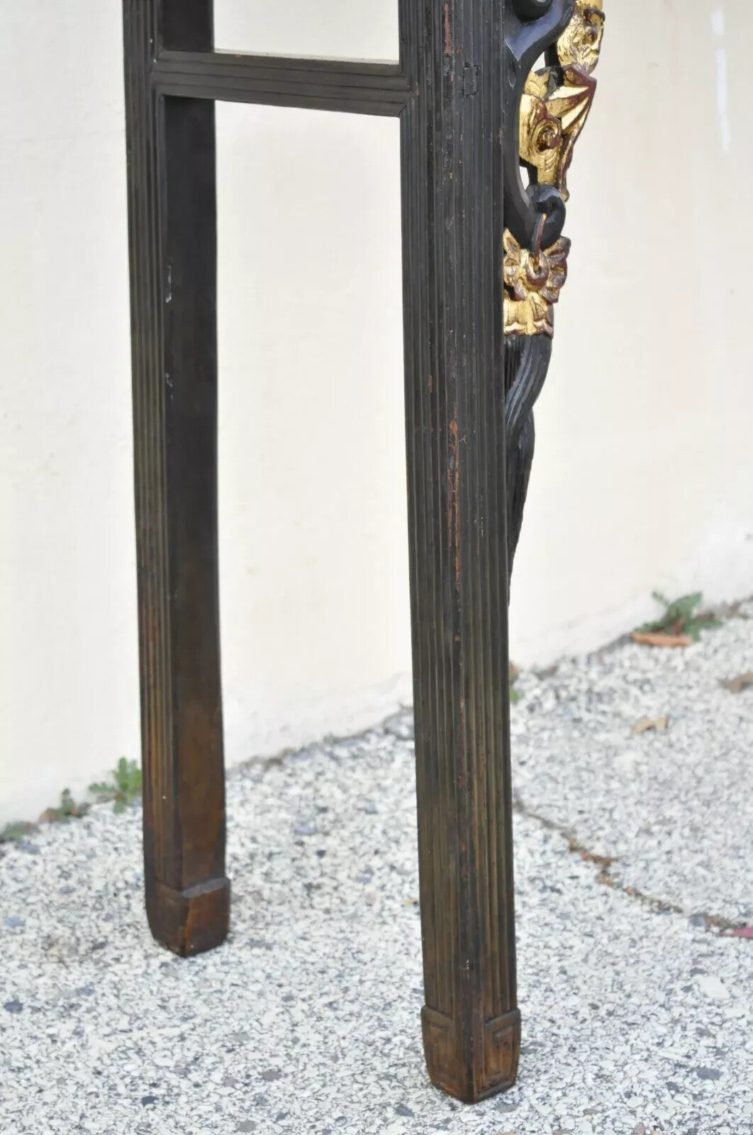 Antique Chinese Carved Hardwood Gold Gilt Tall Altar Console Hall Table