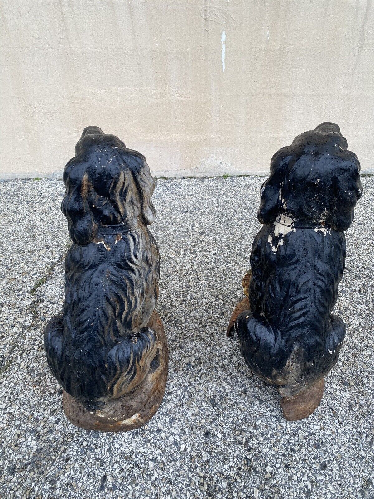 Cast Iron Victorian Seated Golden Retriever Dog Guardian Garden Entry Statues