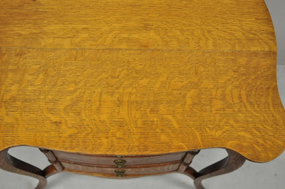 Antique Victorian Art Nouveau Golden Oak 4 Drawer Sewing Work Stand Side Table