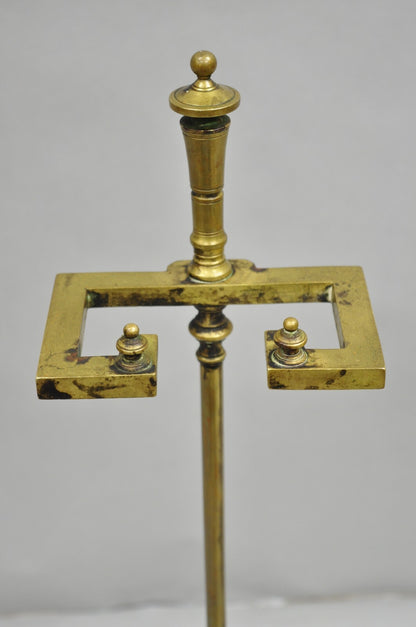 Antique English Art Nouveau Brass Paw Foot Fireplace Tool Set - 4 Pc Set