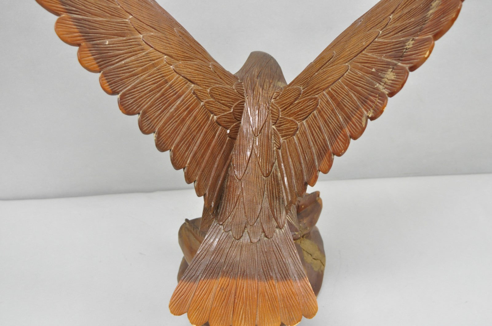 Vintage Black Forest 24" Hand Carved Wood Bald Eagle Figure Statue Sculpture