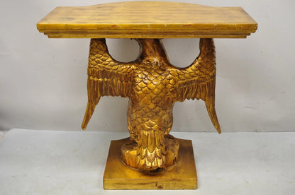Vintage Neoclassical Style Gold Carved Wood American Eagle Console Hall Table