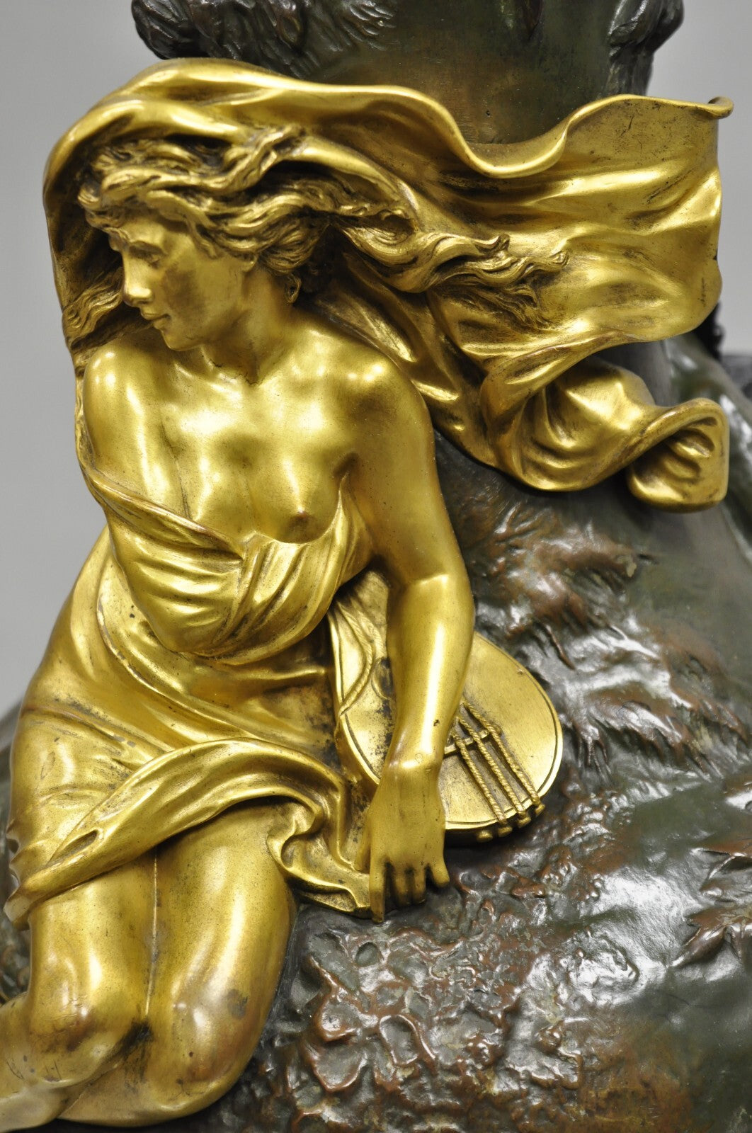 Charles Georges Ferville-Suan French Art Nouveau Gold Gilt Patinated Bronze Vase
