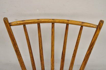 Antique Hunt Country Furniture Colonial Pine Wood Hickory Style Side Chairs Pair