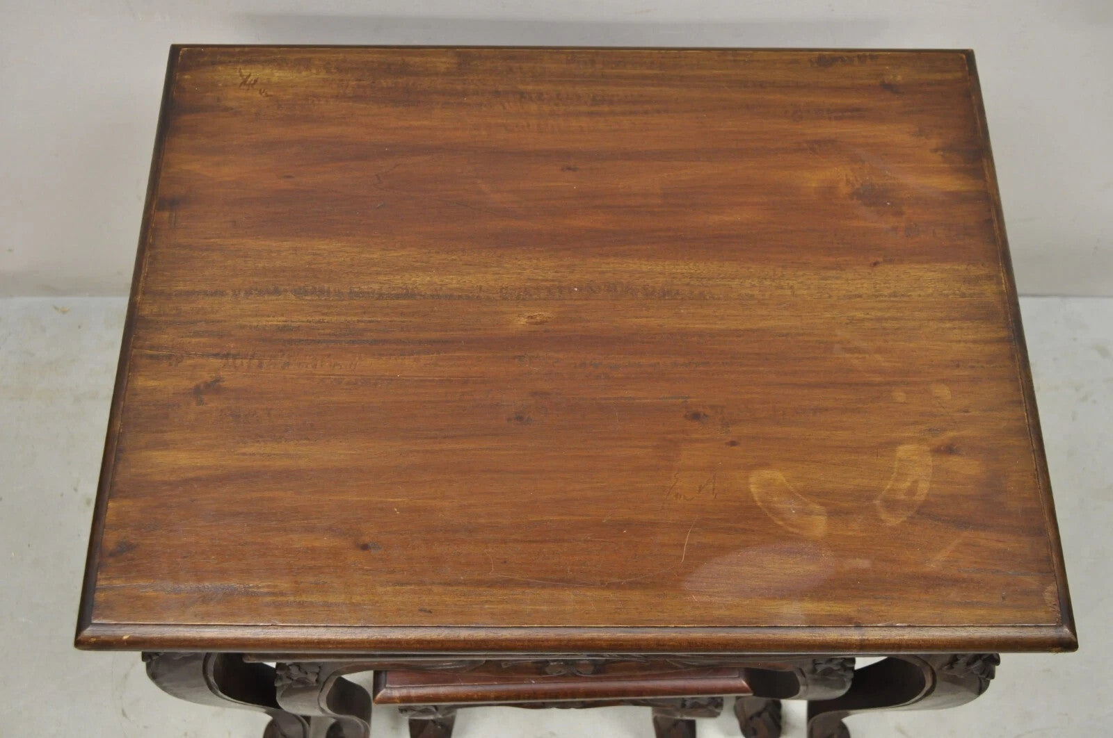 Vintage French Rococo Baroque Style Mahogany Nesting Side Tables - Set of 3
