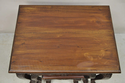 Vintage French Rococo Baroque Style Mahogany Nesting Side Tables - Set of 3