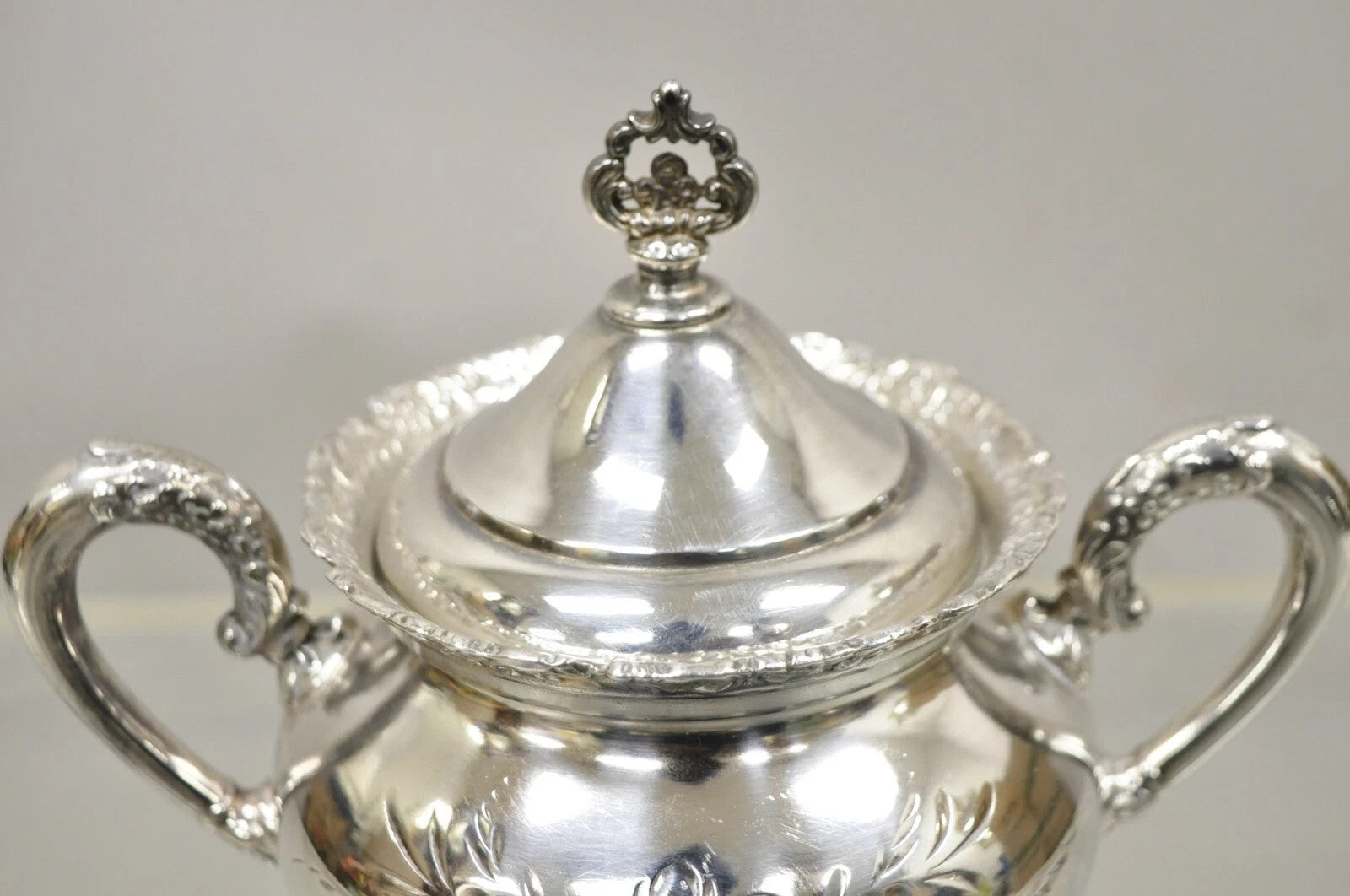 Antique Van Bergh Silver Plated Victorian Tea Serving Set w/ Monogram - 3 Pc Set