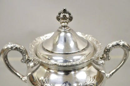 Antique Van Bergh Silver Plated Victorian Tea Serving Set w/ Monogram - 3 Pc Set