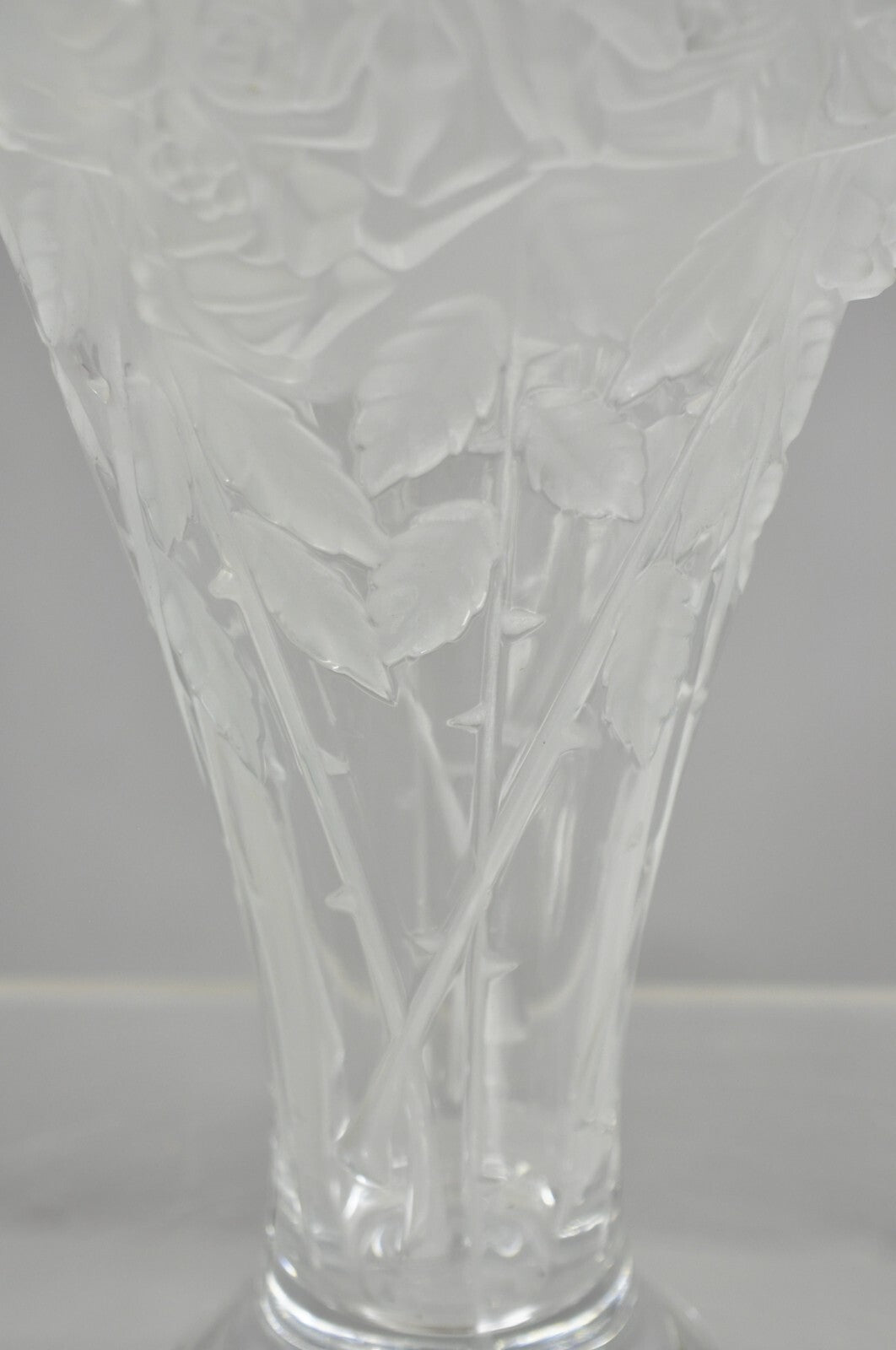 Vintage Shannon Crystal Glass 3D Rose Tall Sculpted Vase Made by Godinger