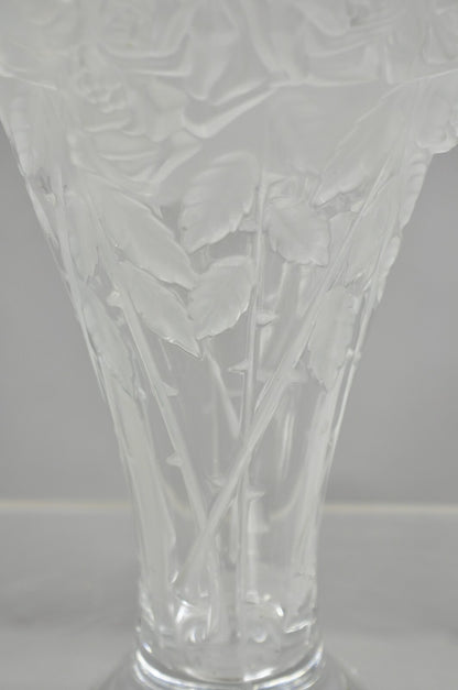 Vintage Shannon Crystal Glass 3D Rose Tall Sculpted Vase Made by Godinger