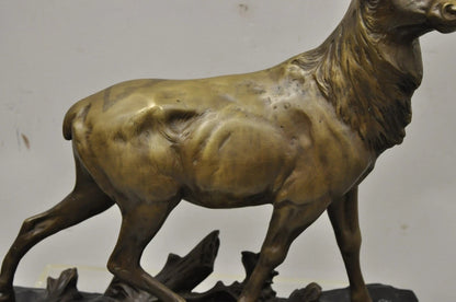 "Walking Deer" Bronze Stag Statue Sculpture on Marble Base After Charles Paillet